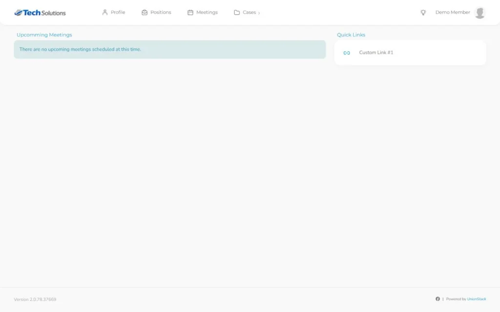 UnionStack 2.0 authenticated member site using a dedicated fake member account